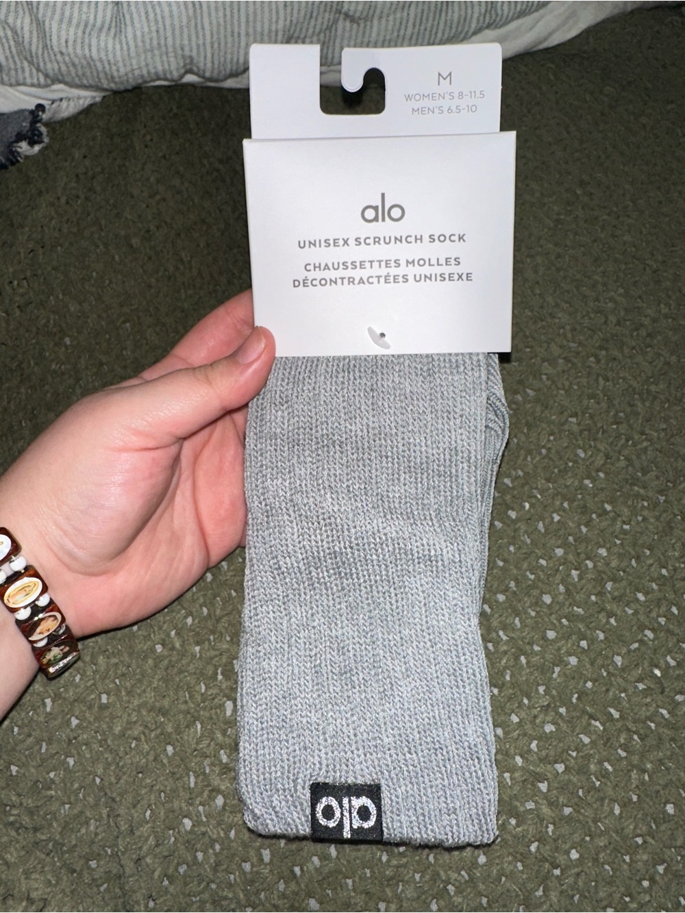 Alo unisex scrunch socks BNWT color heather grey size 8-11